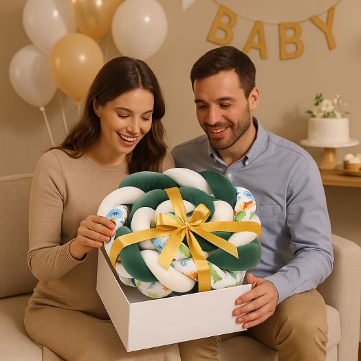 Tour de lit tresse comme cadeau de naissance pour nouveaux parents