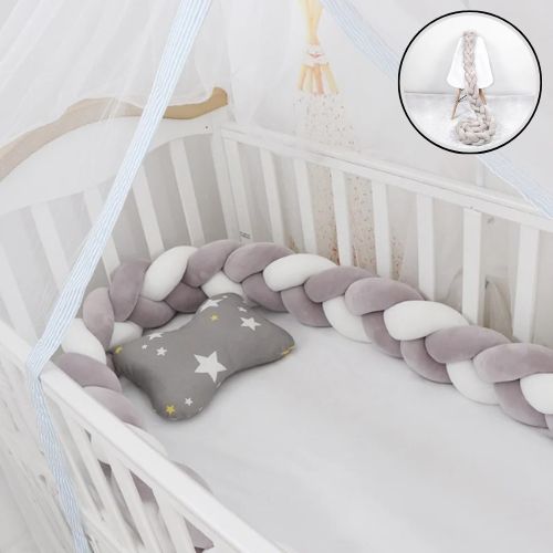 Tresse de lit bebe élégante décoratif gris et blanc pour tous types de chambres