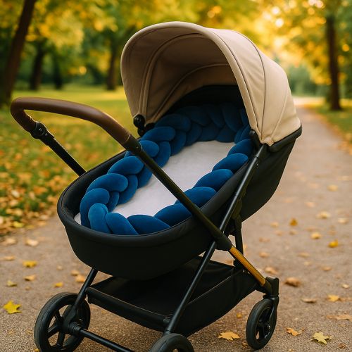 Tresse de lit bébé dans la poussette dans le parc
