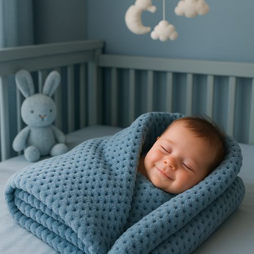 Couverture bébé bleu douce