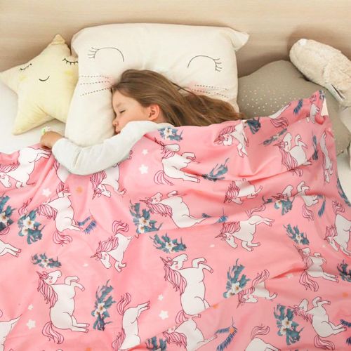 couverture bébé ultra-douce rose motif licorne 