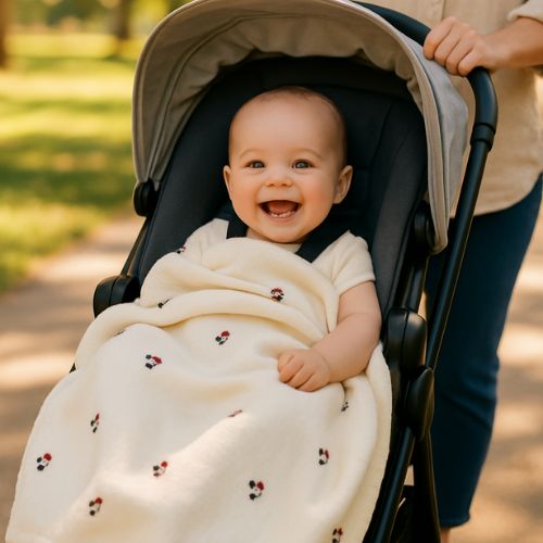 Couverture polaire bébé élégante pour poussette moderne