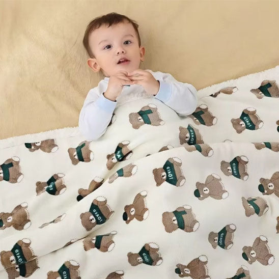Polaire couverture bébé à motifs d'oursons pratique au quotidien