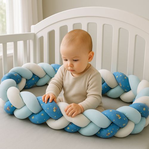 Tour de lit tresse éveil bébé sensoriel tout en douceur

