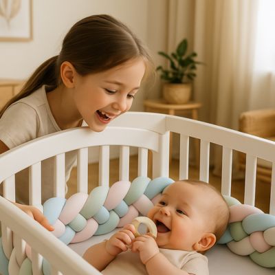Bébé souriant allongé dans sa tresse de lit