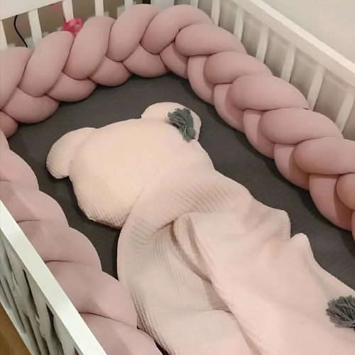 Tresse de lit bébé rose gold en coton hypoallergénique, douce et sécurisée